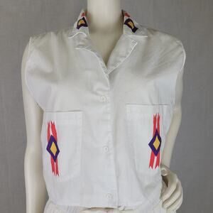 Vintage Wrangler Western Cowgirl Sleeveless Cropped Blouse Women's Sz M